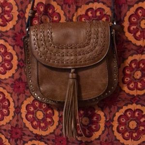 Saddle-bag, cross-body pleather purse